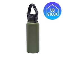 Stainless Steel Water Bottles with Carrying Strap, 34 oz.