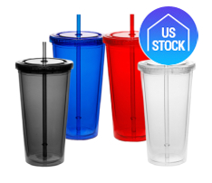 Double Wall Acrylic Tumbler with Straw, 20 oz.