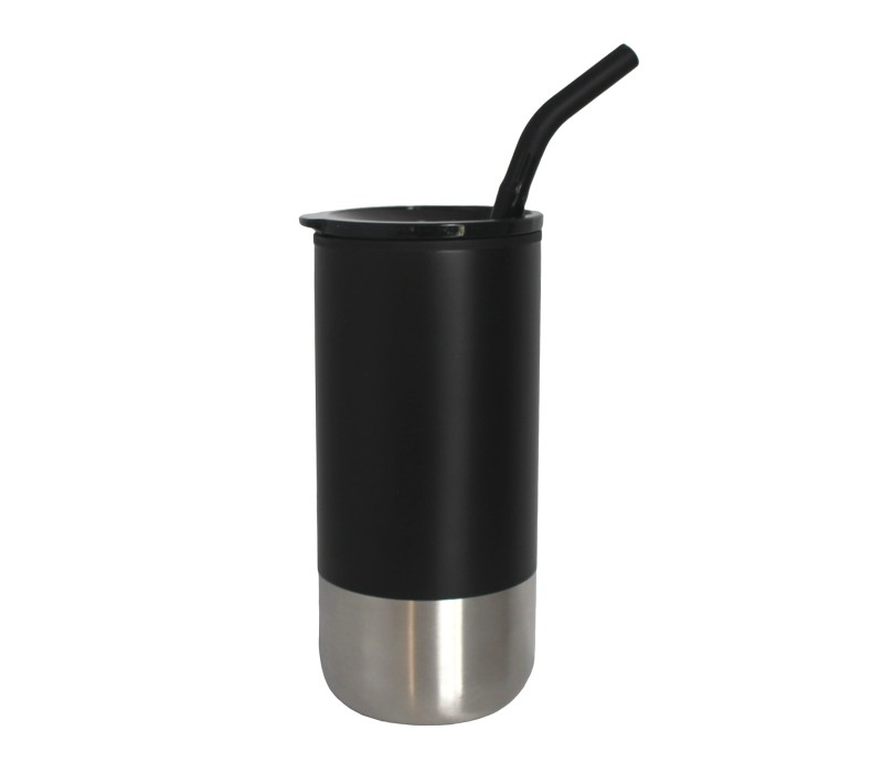 Vacuum Stainless Steel Tumbler with Straw, 18 oz.