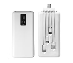 Power Bank with 4 Built-in Cables - 10000 mAh