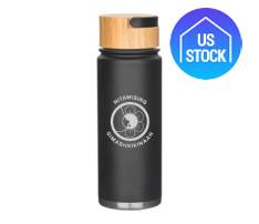Vacuum Stainless Steel Water Bottle with Bamboo Lid, 20 oz.