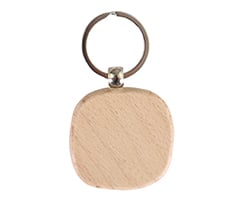 Wooden Round Corner Square Keychain