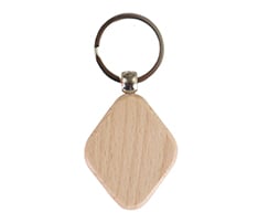 Wooden Diamond Shape Keychain