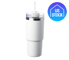 Stainless Steel Travel Tumbler with Straw, 23 oz.