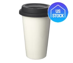 Double Wall Insulated Ceramic Tumbler with Lid, 11 oz.