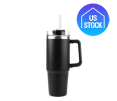 Stainless Steel Tumbler with Handle and Straw, 30 oz.