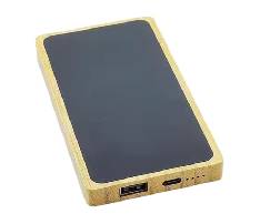 LED Light Up Logo Bamboo Power Bank - 8000mAh