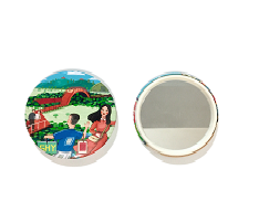 Round Tin Compact Makeup Mirror
