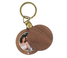 Round Wooden Photo Keychain