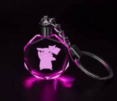 Octagon Shaped LED Light Crystal Keychain