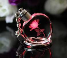 Heart Shaped LED Light Crystal Keychain