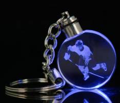 Round Shaped LED Light Crystal Keychain
