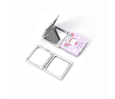 Square PU Leather Folding Compact Mirror
