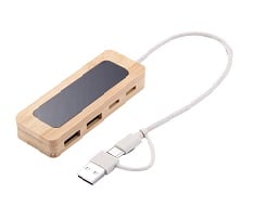 Bamboo 4 Ports LED Logo USB Hub