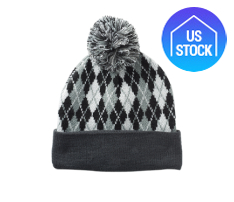 Diamond Style Weave Pompom Beanie