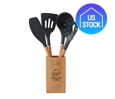 Bamboo with Silicone Kitchen Utensil Set