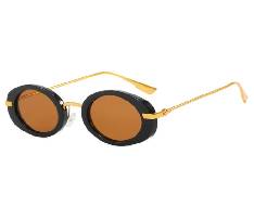 Unisex Oval Metal Temple Sunglasses