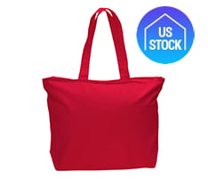Cotton Canvas Zipper Tote Bag