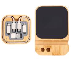 Bamboo 4-in-1 Wireless Charger Cable Kit Phone Holder