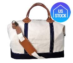 Leather Handle Cotton Canvas Duffel Bag