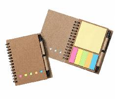 Spiral Kraft Notepad with Sticky Notes and Pen