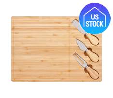 Bamboo Cheese Board 3-Piece Knife Set