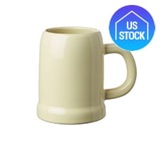 Beige Ceramic Beer Mug with Footed Base, 24 oz.