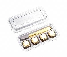 Pack of 4 Stainless Steel Ice Cubes with Tongs