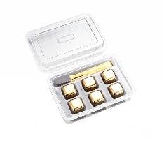 Pack of 6 Stainless Steel Ice Cubes with Tongs