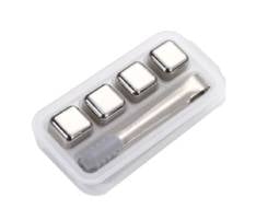 4 Pack Reusable Stainless Steel Ice Cubes with Tongs