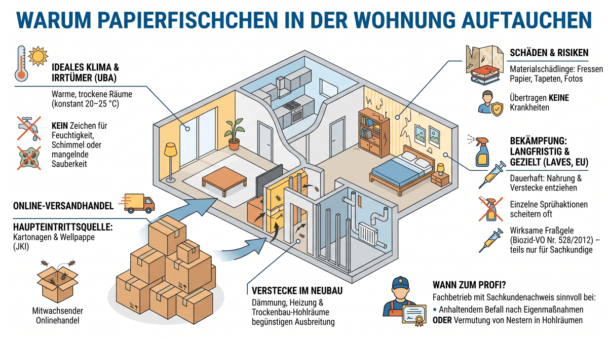 Warum tauchen Papierfische in der Wohnung auf