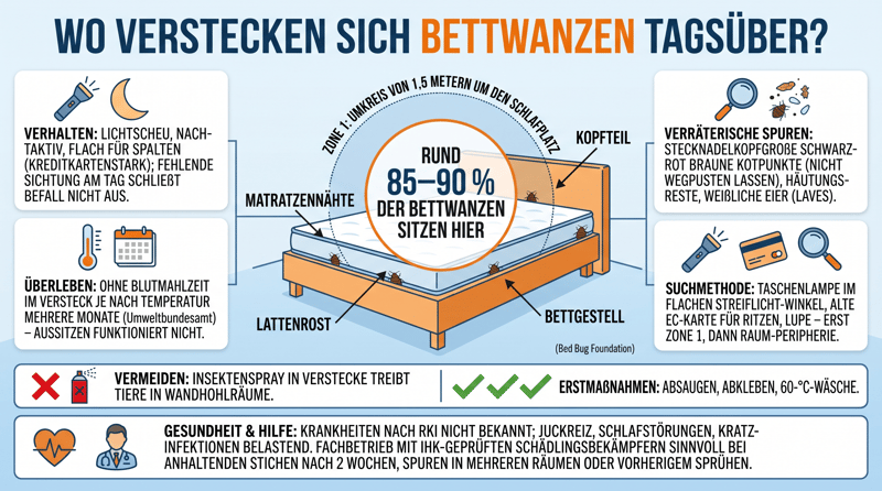 Wo verstecken sich Bettwanzen am Tag