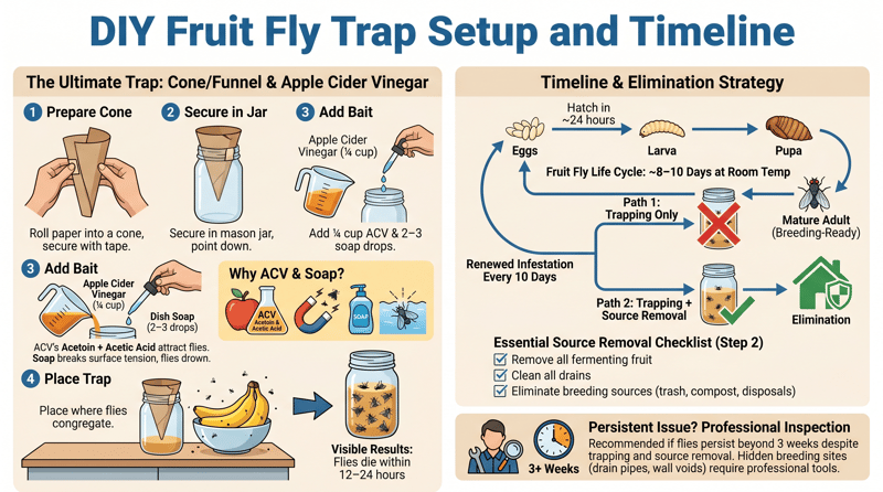 DIY Fruit Fly Trap Setup and Timeline