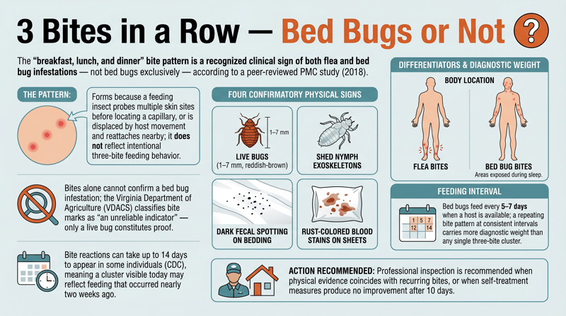 3 Bites in a Row &mdash; Bed Bugs or Not