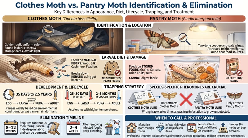 Clothes Moth vs. Pantry Moth Identification & Elimination