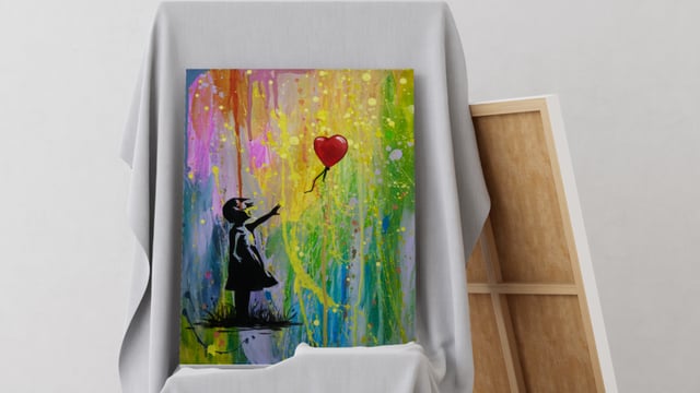 Paint A Pic: Girl with heart balloon