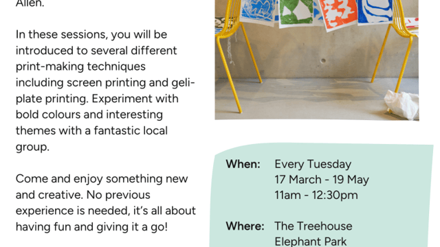 Art at The Tree House: Print-making with Jenni Allen