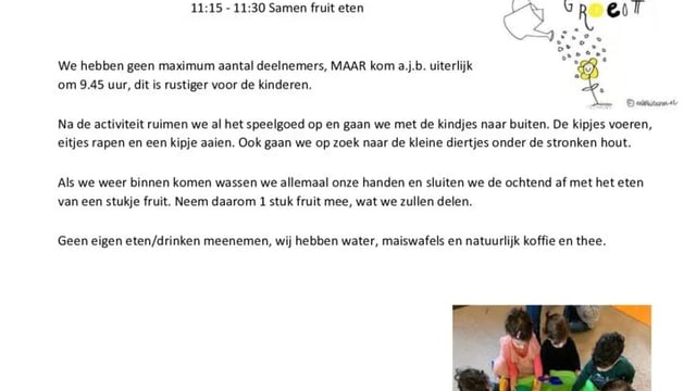 Ouder- en Kindochtend voor de allerkleinsten