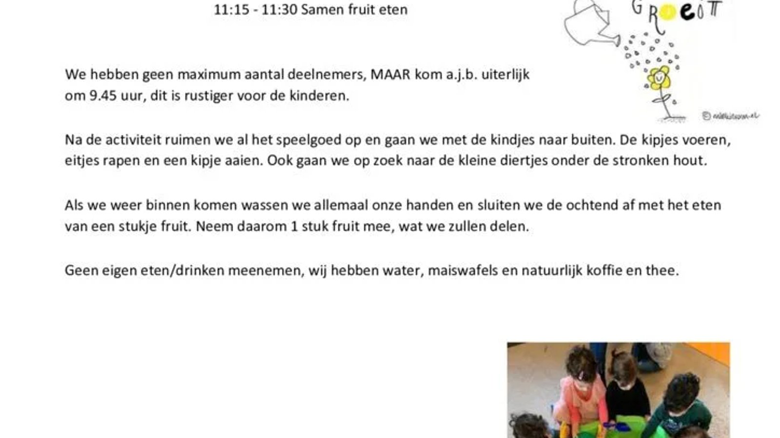 Ouder- en Kindochtend voor de allerkleinsten