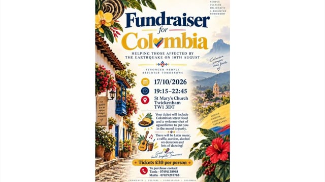 Fundraiser in Twickenham for Colombia Earthquake Victims