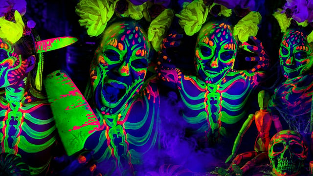 Halloween Neon Life Drawing | UV Art Experience!