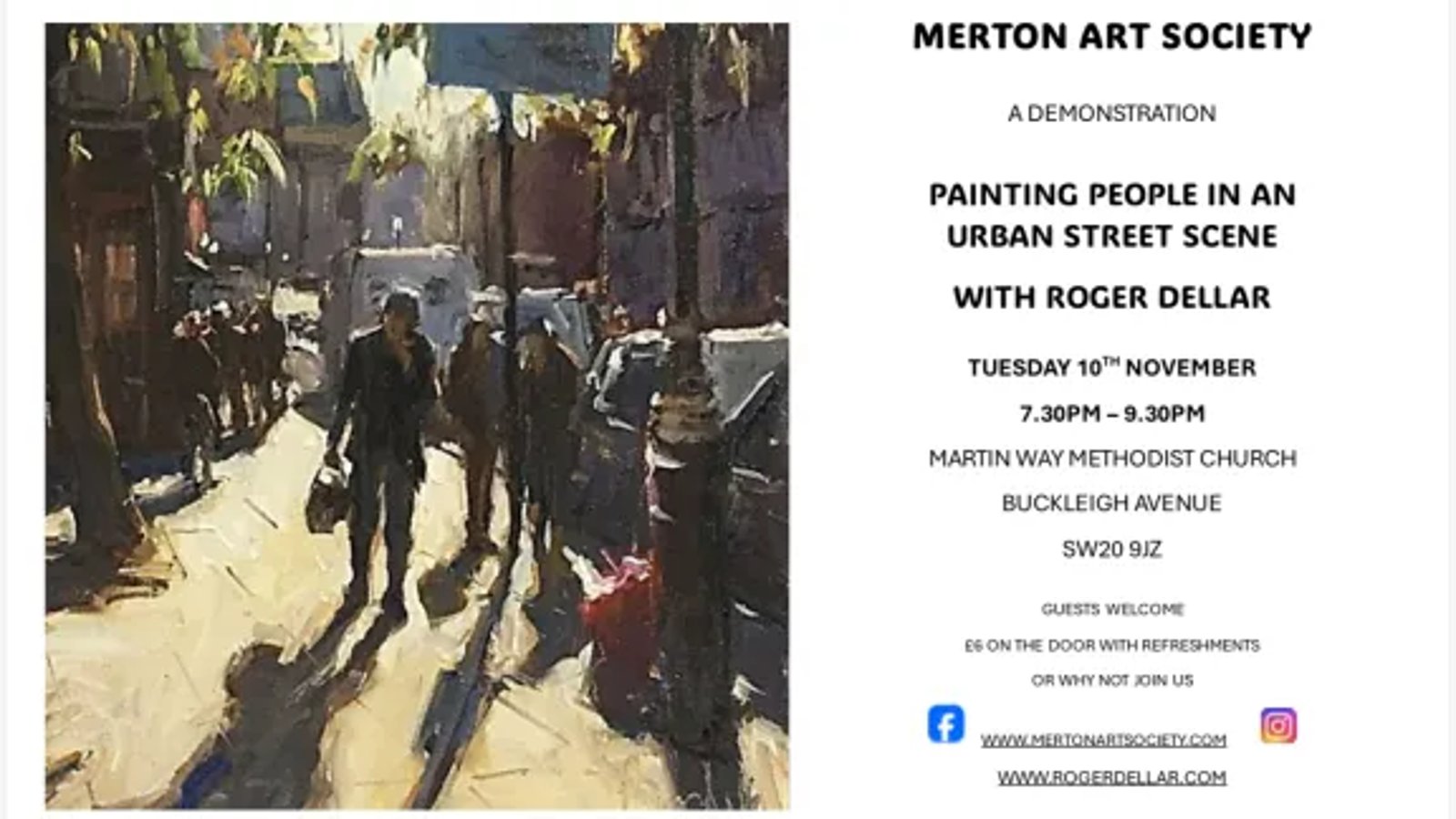 Merton Art Society Demo Painting People in an Urban Street Scene