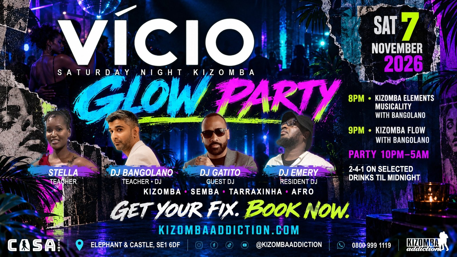 VÍCIO Glow Party: Kizomba Classes & Party Until 5AM