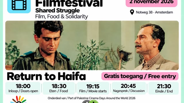 Film, Food & Solidarity: Palestine Cinema Days: Return to Haifa, 2 november