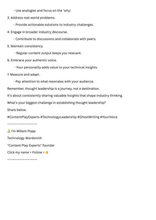 Technology Wordsmith LinkedIn post page 2