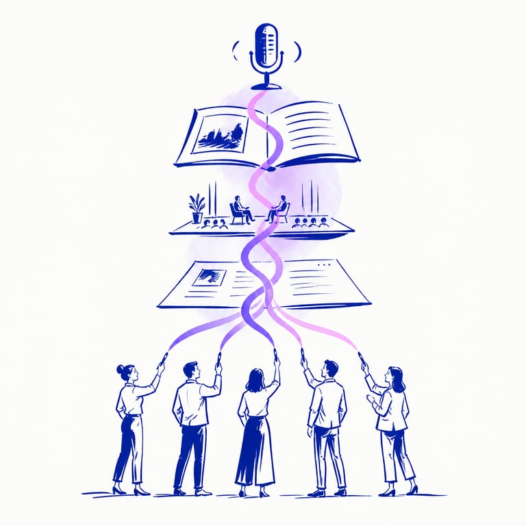 Ink illustration: a baseline of content with layers of value on top