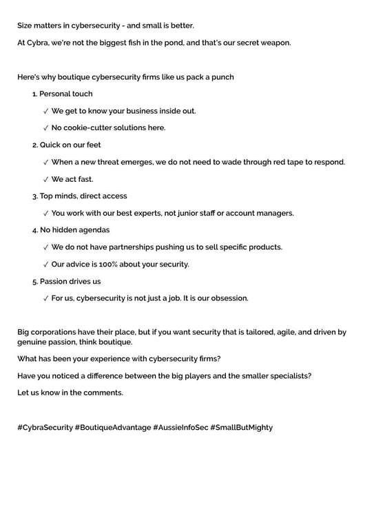 Cybra Security LinkedIn post page 2
