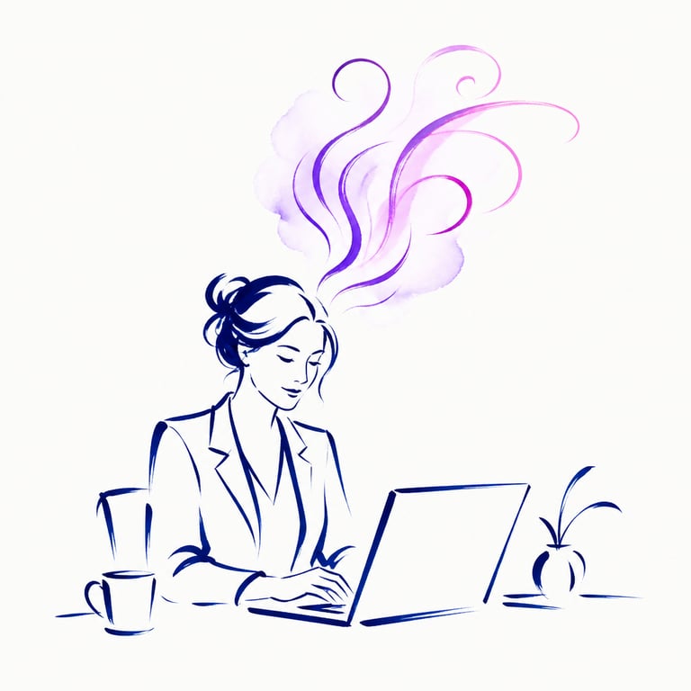 Ink illustration: a professional's expertise rising as ink swirls