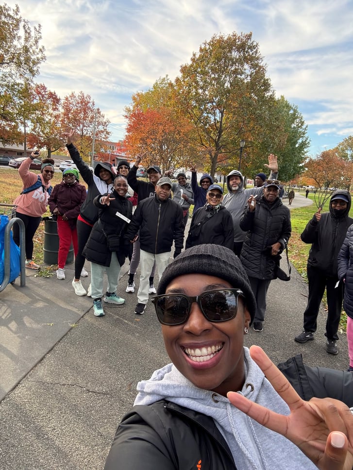LaToya with other Open Run participants at Baisley Pond Park.