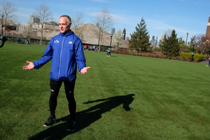 NYRR President and CEO Michael Capiraso in Newport Green Park in Jersey City, NJ
